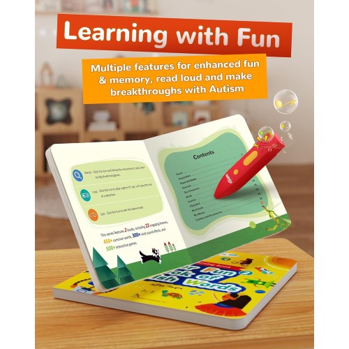 KOKODI Talking Pen Books Sets, Interactive Audio Sound Books Kids Learning Electronic Toys for Boys Girls, Autism Sensory Games, Early Educational Gifts Birthday Gifts for Toddlers Kids Age 2 3 4 5