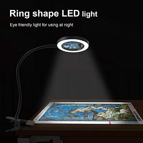 KoKoWill LED Magnifying Lamp with Clamp, Hands Free 3X Magnifier G...