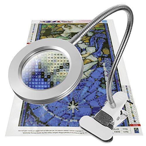 KoKoWill LED Magnifying Lamp with Clamp, Hands Free 3X Magnifier G...