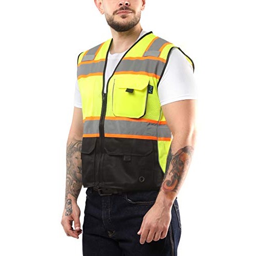 Kolossus Deluxe High Visibility Vest with Multi Frontal Pockets X...