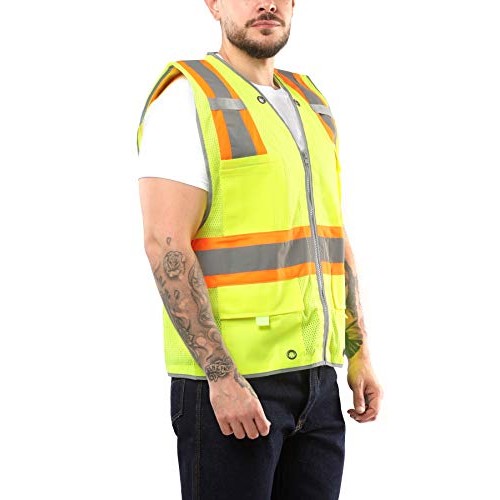 Kolossus Pro Deluxe High Visibility Safety Vest with Multi Frontal...