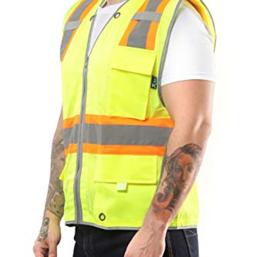 Kolossus Pro Deluxe High Visibility Safety Vest with Multi Frontal...