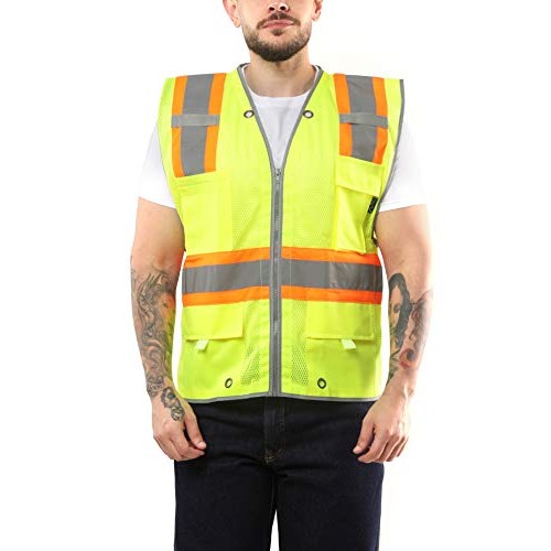 Kolossus Pro Deluxe High Visibility Safety Vest with Multi Frontal...