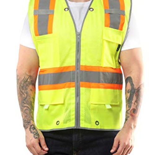 Kolossus Pro Deluxe High Visibility Safety Vest with Multi Frontal...