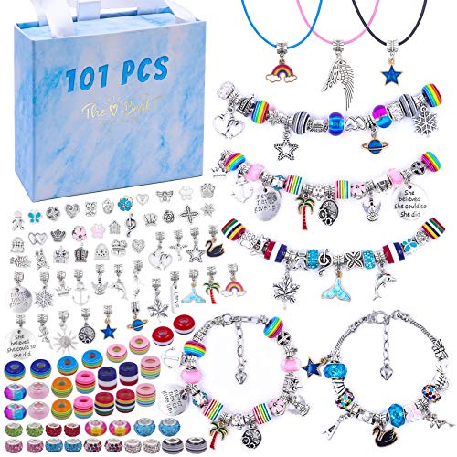 101 Pcs DIY Bracelet Making Kit Charms Necklace Jewelry Making Sup...