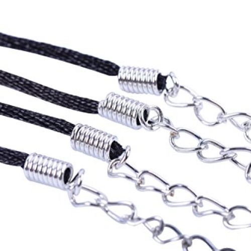 KONMAY Necklace Cord 50PCS 20 Black Satin Silk Necklace Cord 2.0...