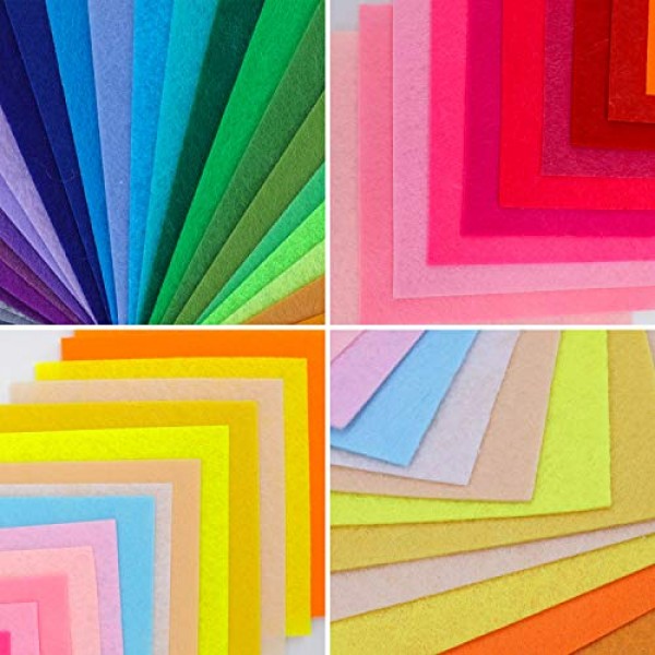 Konsait 50 Pieces Craft Felt Fabric Sheets 6 x 6 Inches with 1mm T...
