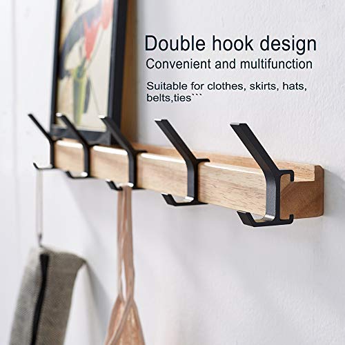 KooNiosio Coat Hook Rack Wall Mounted Coat Rack-5 Double Hook,Alum...