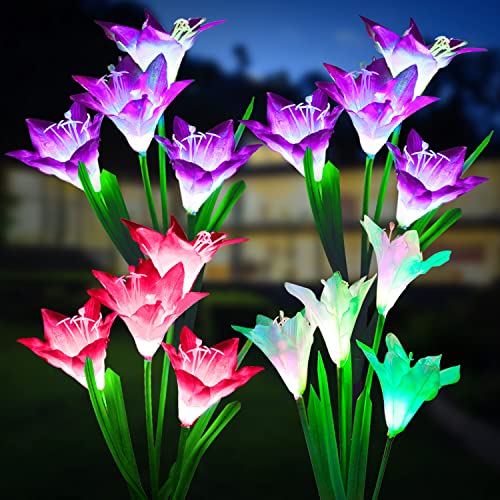 KOOPER Outdoor Solar Lights, 4 Pack Solar Garden Lights with Bigge...