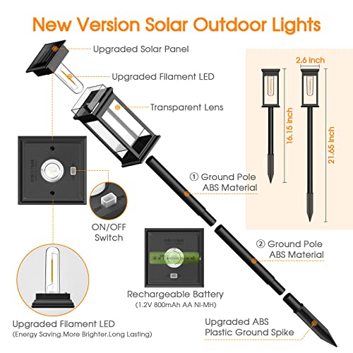 KOOPER Solar Pathway Lights Outdoor, 4 Pack Upgraded Solar Outdoor...