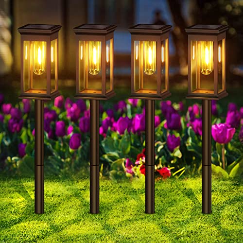 KOOPER Solar Pathway Lights Outdoor, 4 Pack Upgraded Solar Outdoor...