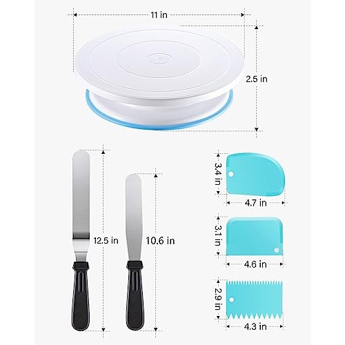 Kootek Cake Decorating Kit Baking Supplies Cake Turntable with 2 F...