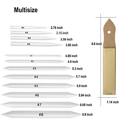 33 Pcs Blending Stumps and Tortillions Set Art Blenders with Sketc...