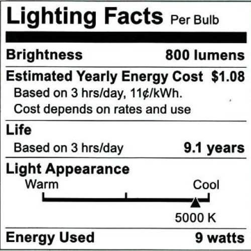 Pack of 6 9W LED A19 Light Bulb - Equivalent to 60W - Non Dimmab...