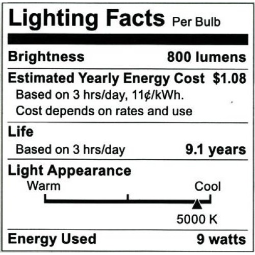 Pack of 6 9W LED A19 Light Bulb - Equivalent to 60W - Non Dimmab...