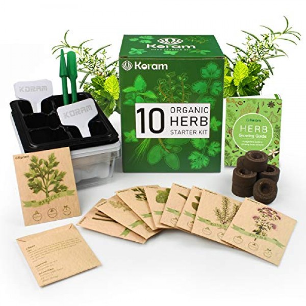 KORAM Herb Garden Kit Growing Kit Gardening Starter Set- 10 Herbs ...