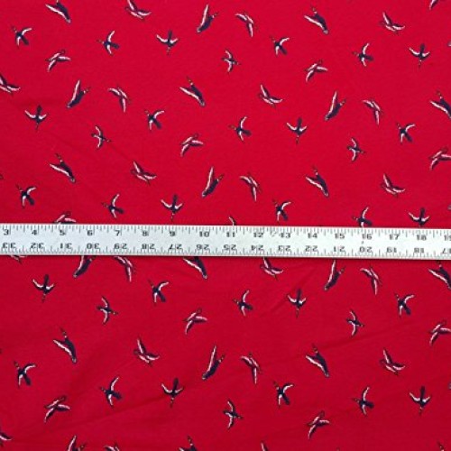 Novelty Cotton Spandex Fabric Duck Print on Red by The Yard 7/16