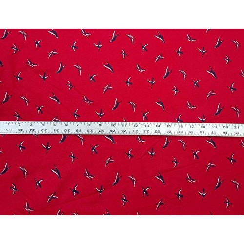 Novelty Cotton Spandex Fabric Duck Print on Red by The Yard 7/16