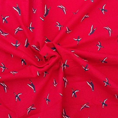 Novelty Cotton Spandex Fabric Duck Print on Red by The Yard 7/16
