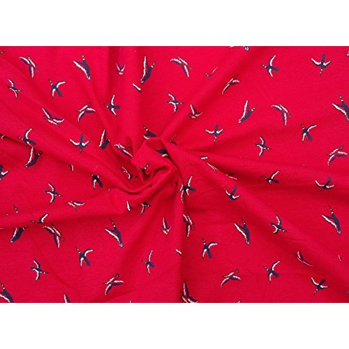 Novelty Cotton Spandex Fabric Duck Print on Red by The Yard 7/16