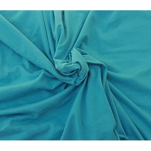 Turquoise Organic Cotton Spandex Fabric Jersey Knit Eco-Friendly b...