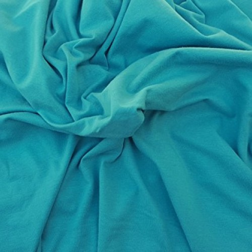 Turquoise Organic Cotton Spandex Fabric Jersey Knit Eco-Friendly b...
