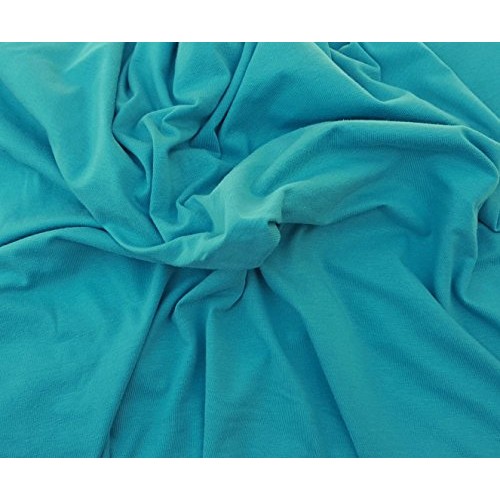Turquoise Organic Cotton Spandex Fabric Jersey Knit Eco-Friendly b...