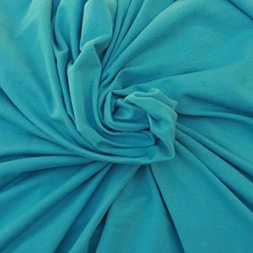 Turquoise Organic Cotton Spandex Fabric Jersey Knit Eco-Friendly b...