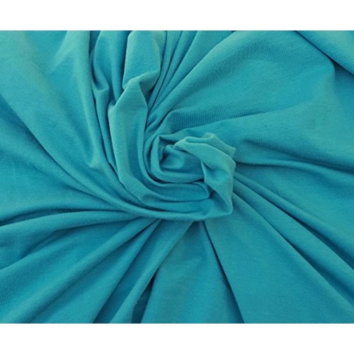 Turquoise Organic Cotton Spandex Fabric Jersey Knit Eco-Friendly b...