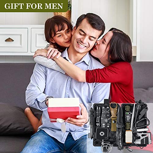 Gifts for Men Dad, Survival Gear and Equipment 17 in 1, Emergency ...