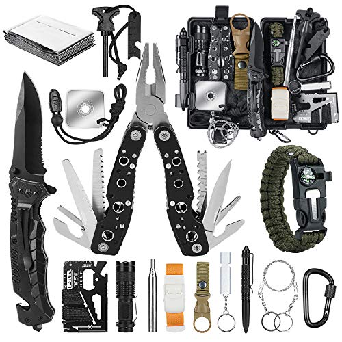 Gifts for Men Dad, Survival Gear and Equipment 17 in 1, Emergency ...