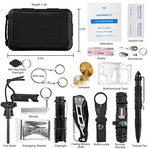 KOSIN Survival Gear, 18 in 1 Emergency Survival Kit, Professional ...