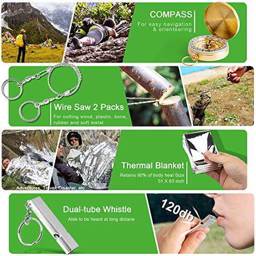 KOSIN Survival Gear, 18 in 1 Emergency Survival Kit, Professional ...