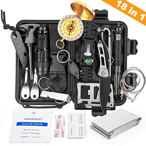 KOSIN Survival Gear, 18 in 1 Emergency Survival Kit, Professional ...