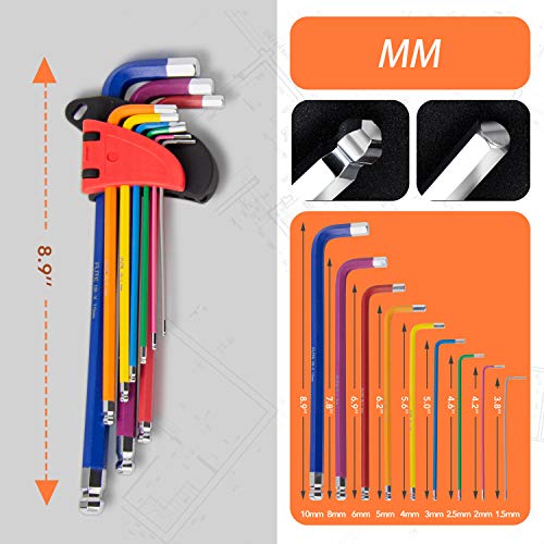 Hex Key Allen Wrench Set, Metric, Imperial, Torx, Star Long Arm Ba...