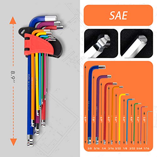 Hex Key Allen Wrench Set, Metric, Imperial, Torx, Star Long Arm Ba...