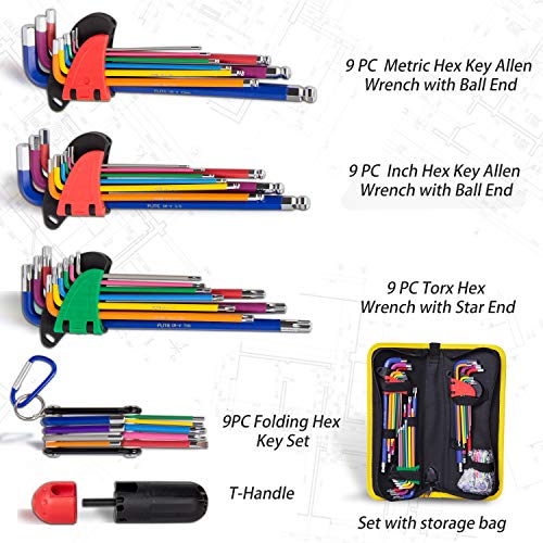 Hex Key Allen Wrench Set, Metric, Imperial, Torx, Star Long Arm Ba...