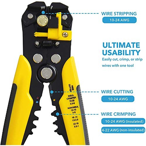 KOTTO Automatic Electrical Wire Stripper Set - Cutter and Crimping...