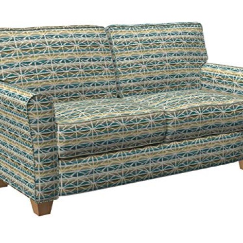 Aqua Teal Gold Yellow White Contemporary Diamond Damask Jacquard U...
