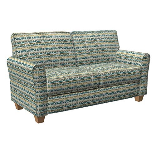 Aqua Teal Gold Yellow White Contemporary Diamond Damask Jacquard U...