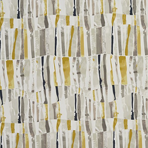 Beige Gold and Grey Abstract Stripe Print Linen Upholstery Fabric ...