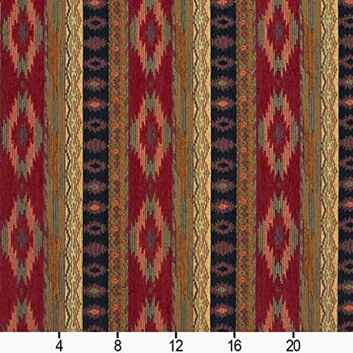 Black and Burdy Southwestern Mexican Ranch Stripe Chenille Upho...