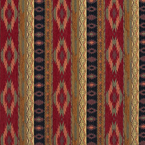 Black and Burdy Southwestern Mexican Ranch Stripe Chenille Upho...