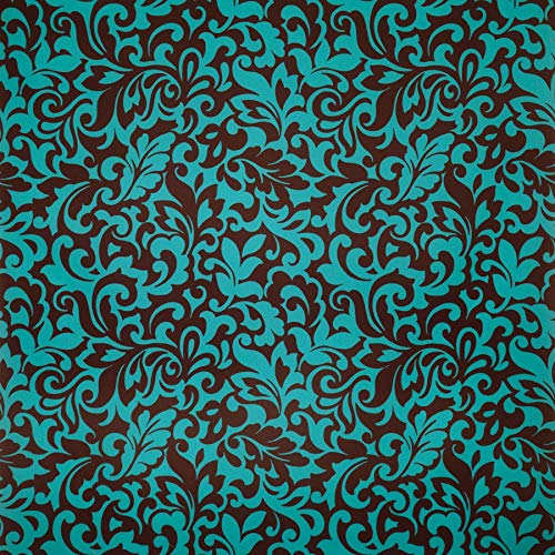 Blue Haze Brown Aqua Teal Floral Print Pattern Contemporary Modern...