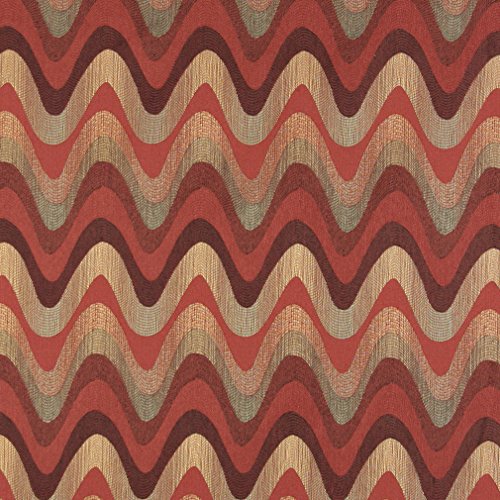 Burdy Red and Coral Abstract Wave or Contemporary Chevron Patte...