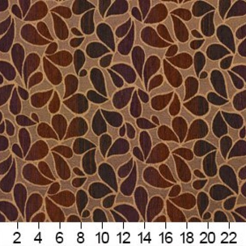 Caramel Brown and Burdy Leaf Silhouette Stripe Abstract Chenill...