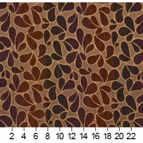 Caramel Brown and Burdy Leaf Silhouette Stripe Abstract Chenill...