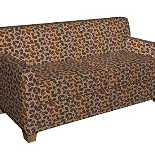 Caramel Brown and Burdy Leaf Silhouette Stripe Abstract Chenill...