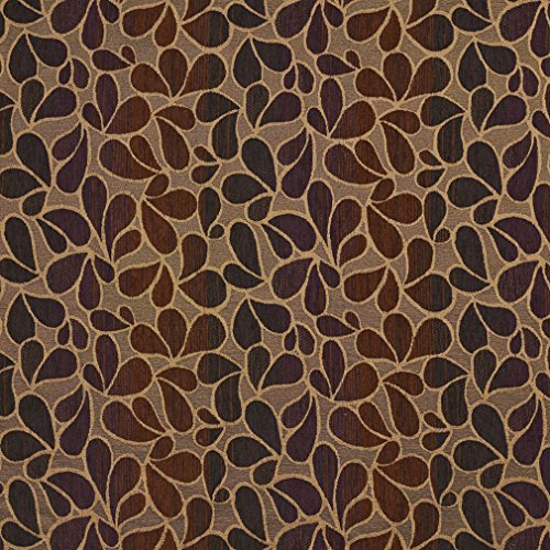 Caramel Brown and Burdy Leaf Silhouette Stripe Abstract Chenill...