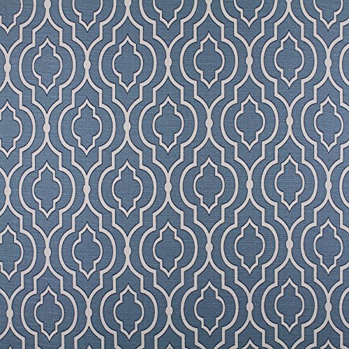 Cascade Blue Contemporary Lattice Print Upholstery Fabric by the yard